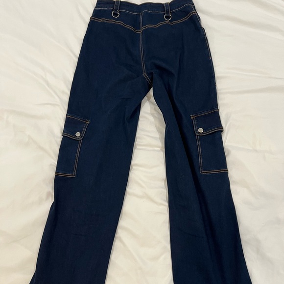 Navy Blue Wide Leg Jeans - Picture 3 of 3